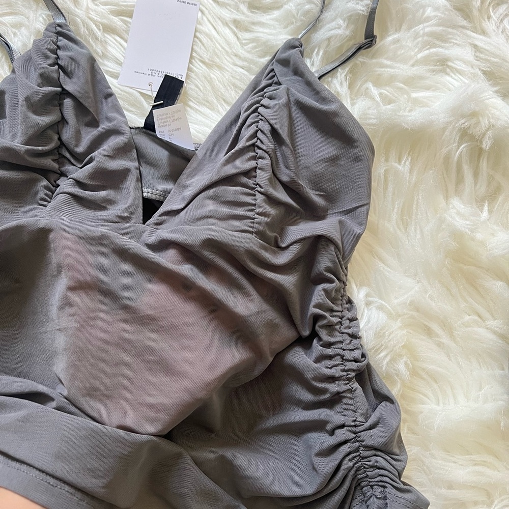 H&M Gray Ruched Spaghetti Strap Top - Picture 7 of 7